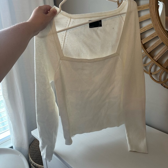 White Ribbed Long Sleeve Top - Picture 1 of 2